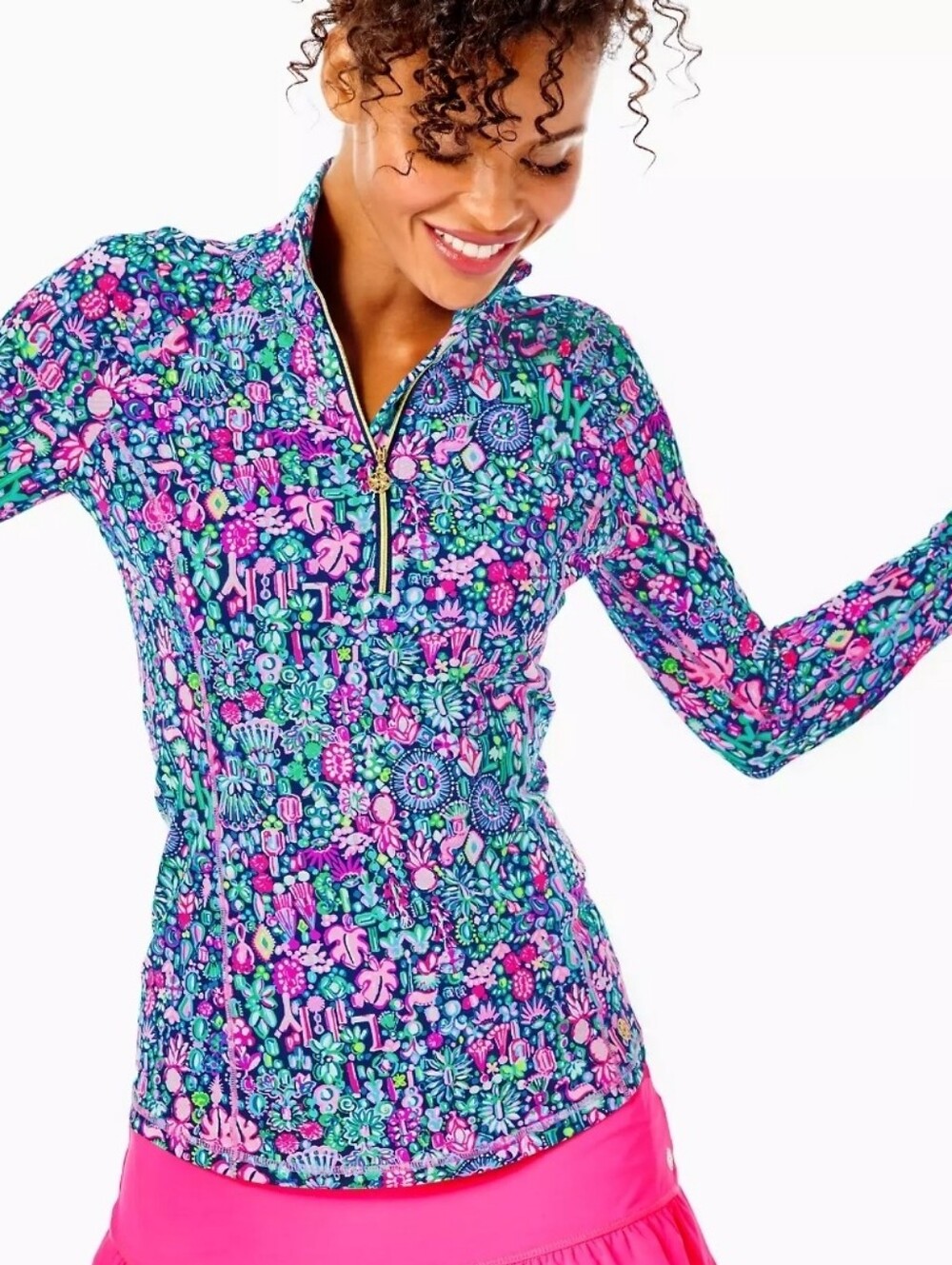 Lilly Pulitzer Justine Half Zip Pullover Small S Luxletic Sunguard Seen & Herd